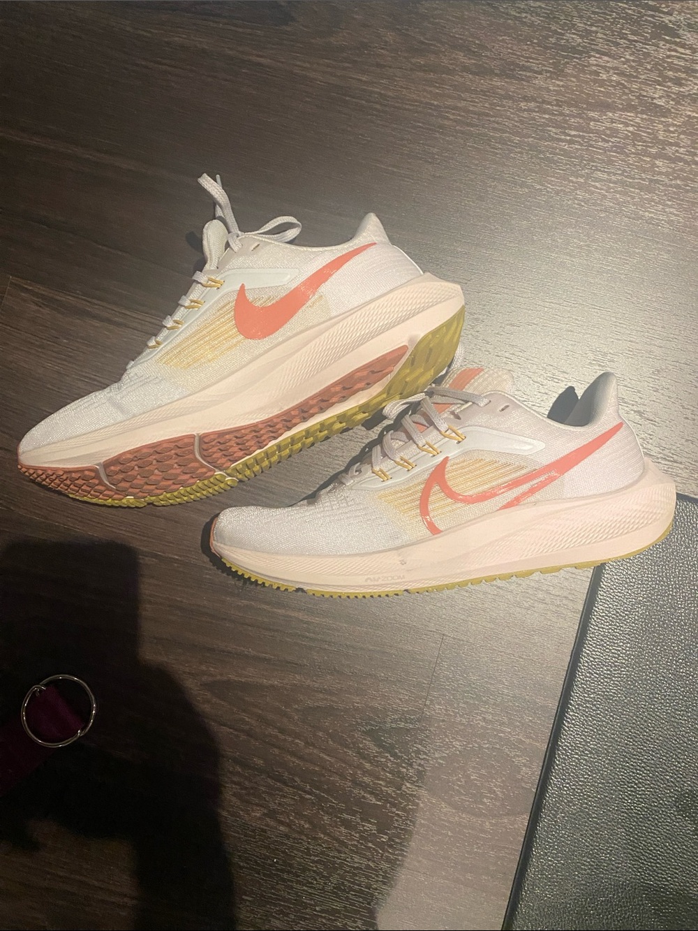 Nike Women’s Running Sneakers in White with Coral Swoosh